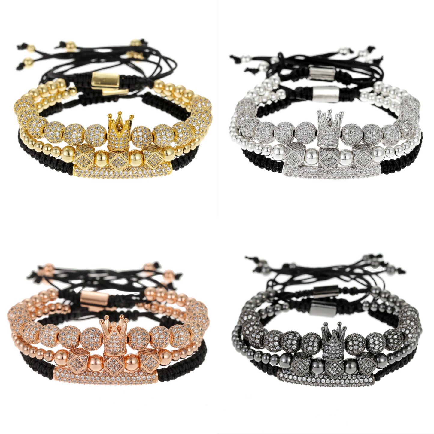 3pcs/set CZ Paved Bracelets & Bangles for Men Men Bracelets Charms Beads Beyond