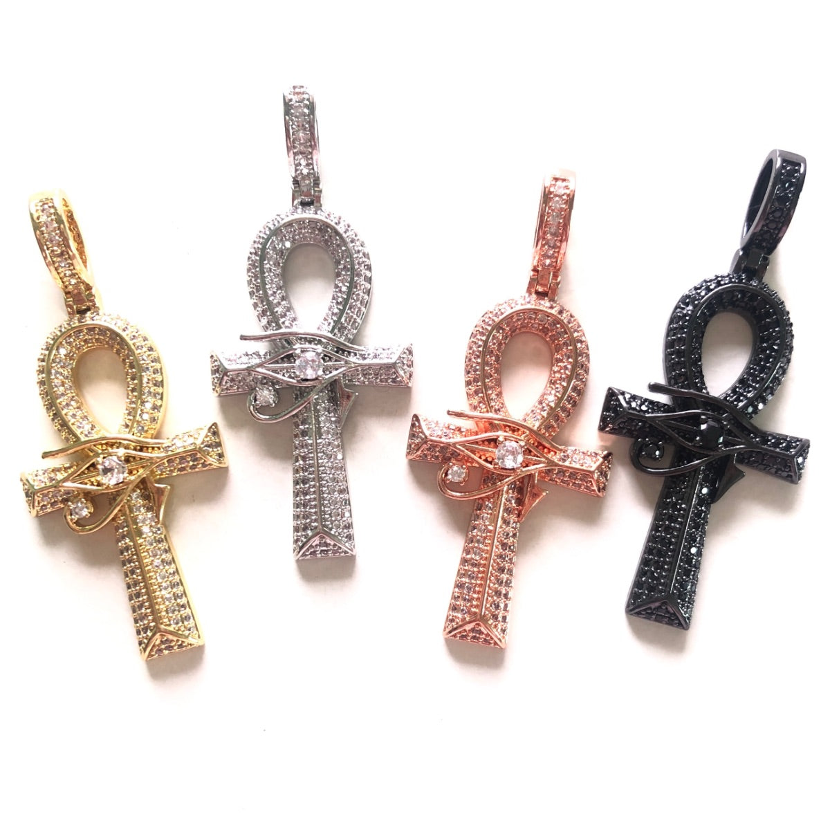 5-10pcs/lot 54*23mm Large Size CZ Paved Egypt Eyes of Horus ANKH Cross Charms for Necklace Bracelet Marking CZ Paved Charms ANKH New Charms Arrivals Symbols Charms Beads Beyond