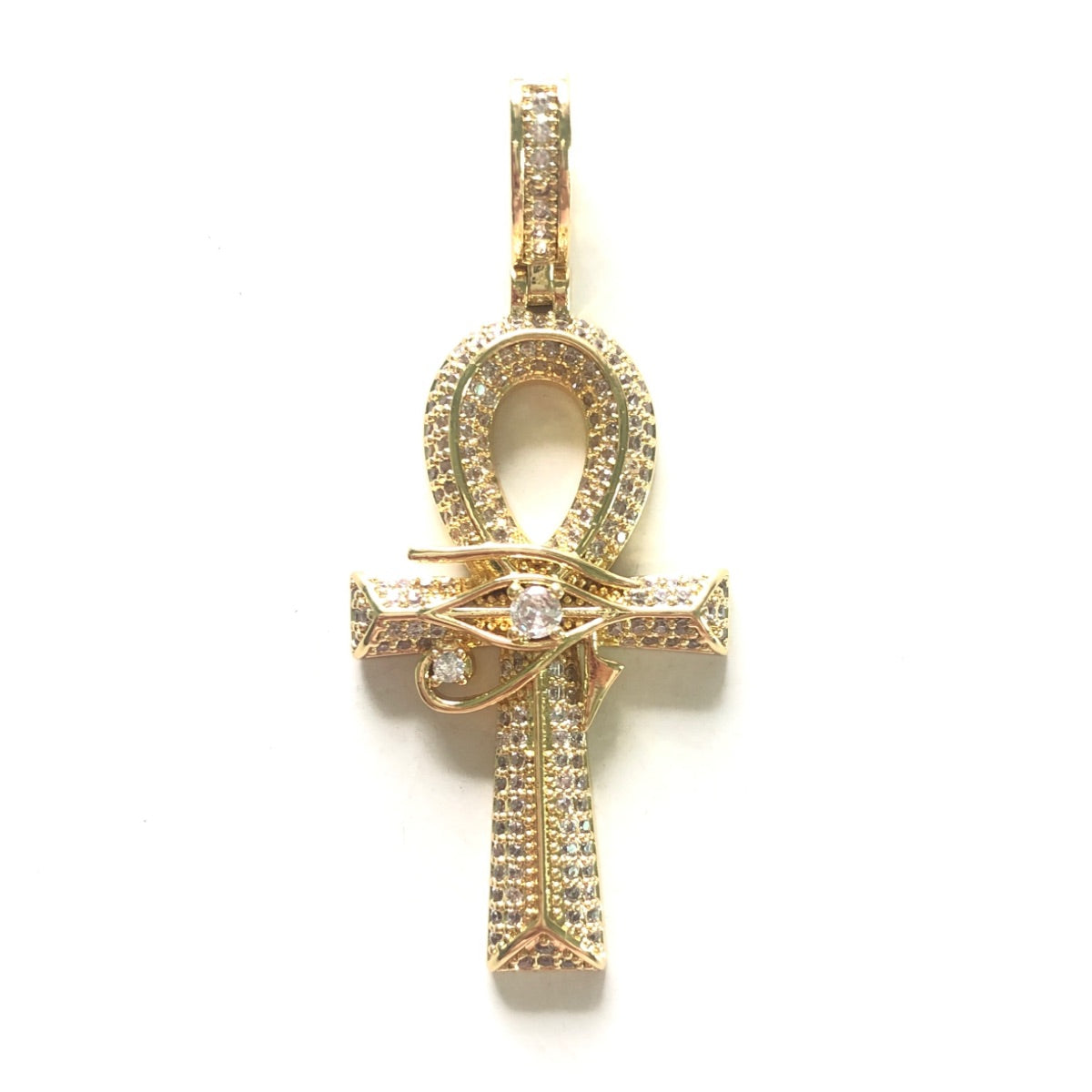 5-10pcs/lot 54*23mm Large Size CZ Paved Egypt Eyes of Horus ANKH Cross Charms for Necklace Bracelet Marking CZ Paved Charms ANKH New Charms Arrivals Symbols Charms Beads Beyond