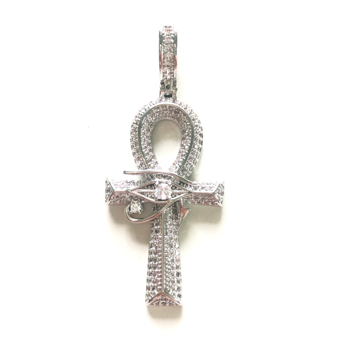 5-10pcs/lot 54*23mm Large Size CZ Paved Egypt Eyes of Horus ANKH Cross Charms for Necklace Bracelet Marking CZ Paved Charms ANKH New Charms Arrivals Symbols Charms Beads Beyond