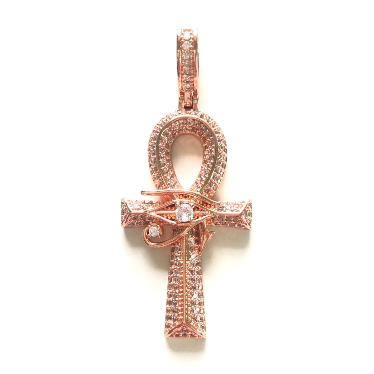 5-10pcs/lot 54*23mm Large Size CZ Paved Egypt Eyes of Horus ANKH Cross Charms for Necklace Bracelet Marking CZ Paved Charms ANKH New Charms Arrivals Symbols Charms Beads Beyond