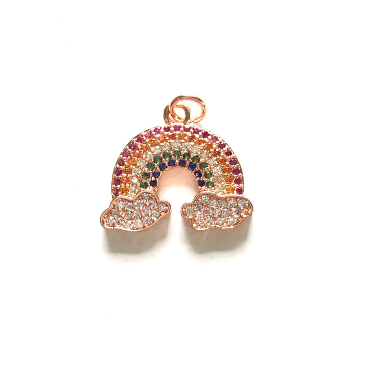 10pcs/lot 20*17.5mm Multicolor CZ Paved Rainbow Charms Rose Gold CZ Paved Charms Colorful Zirconia Charms Beads Beyond