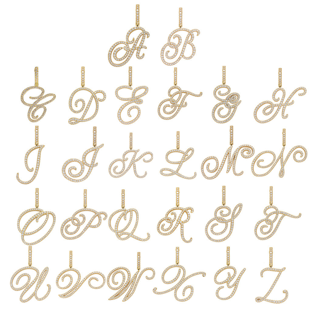 10pcs/lot CZ Paved Vintage Initial Alphabet Necklace -Gold Necklaces Charms Beads Beyond