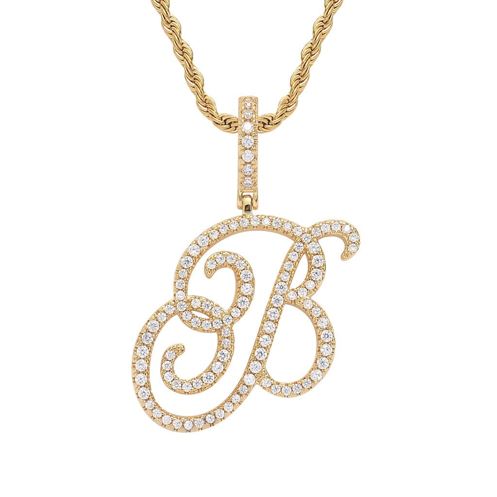 10pcs/lot CZ Paved Vintage Initial Alphabet Necklace -Gold Necklaces Charms Beads Beyond