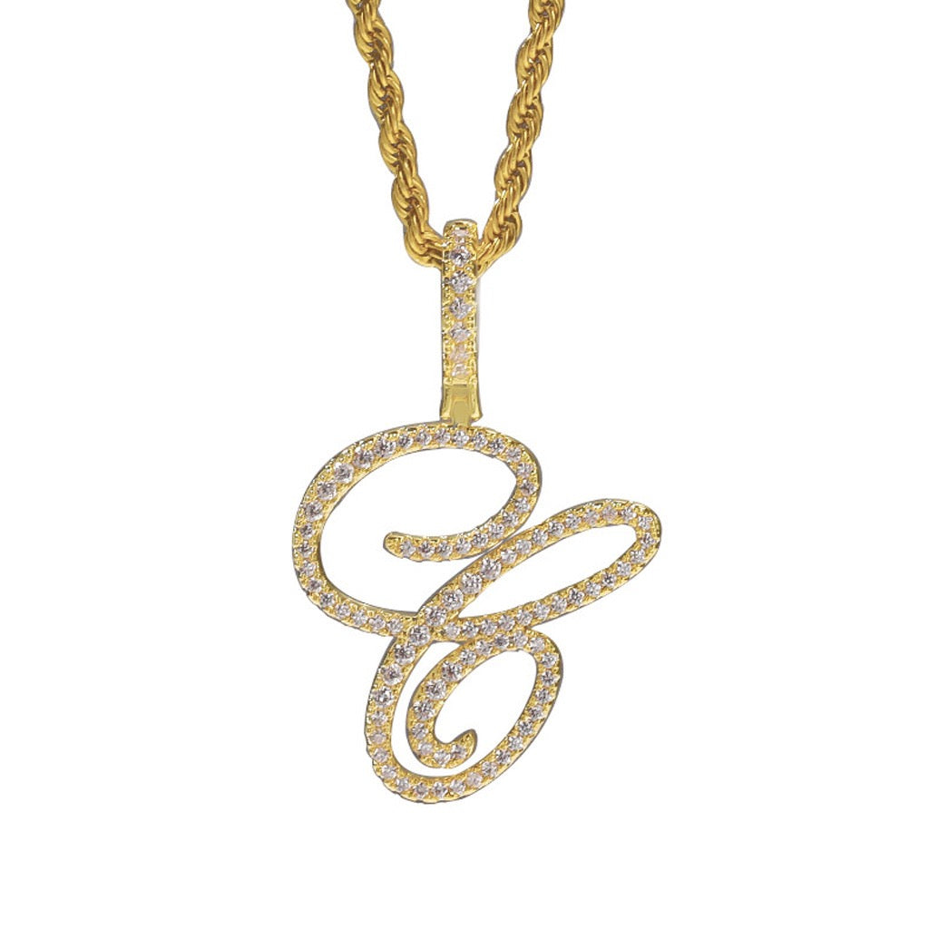 10pcs/lot CZ Paved Vintage Initial Alphabet Necklace -Gold Necklaces Charms Beads Beyond