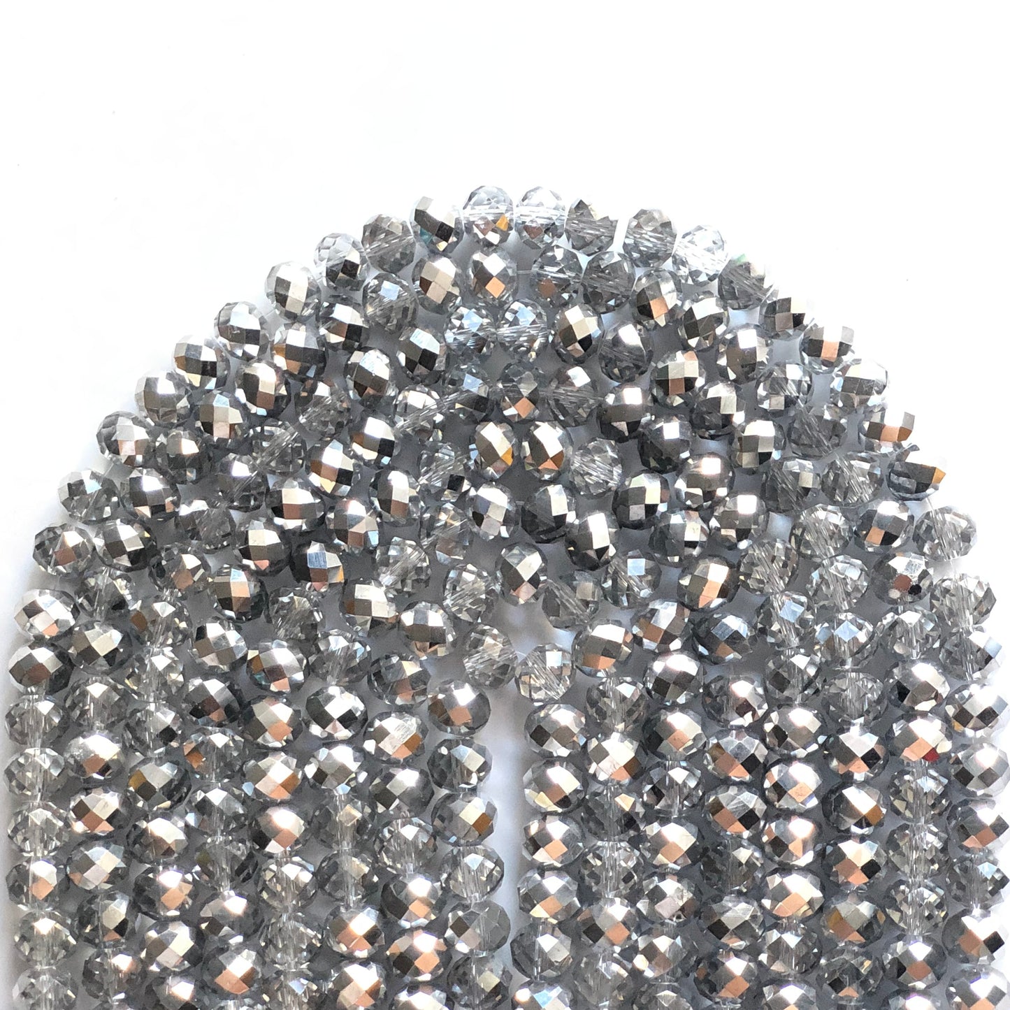 2 Strands/lot 10mm Clear Silver Half-electroplated Faceted Glass Beads Glass Beads Faceted Glass Beads Charms Beads Beyond