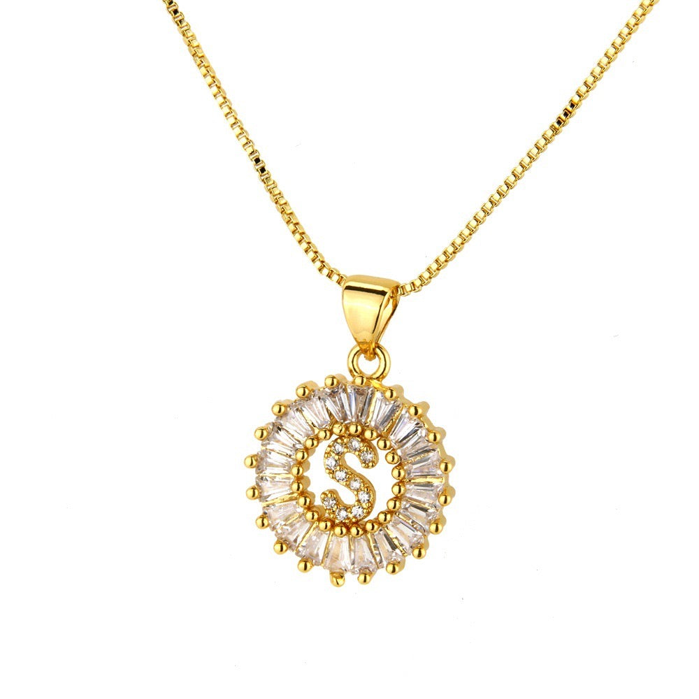 10pcs/lot CZ Paved Small Initial Alphabet Necklace-Gold Necklaces Charms Beads Beyond