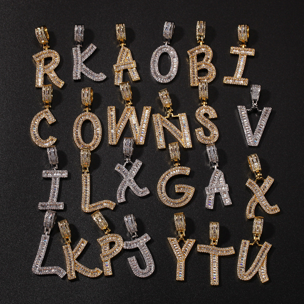10pcs/lot Big CZ Paved Initial Alphabet Necklace Necklaces Charms Beads Beyond