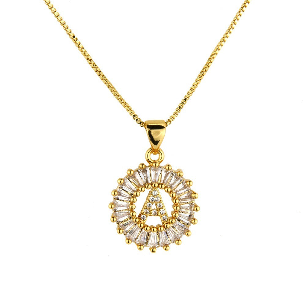 10pcs/lot CZ Paved Small Initial Alphabet Necklace-Gold Necklaces Charms Beads Beyond