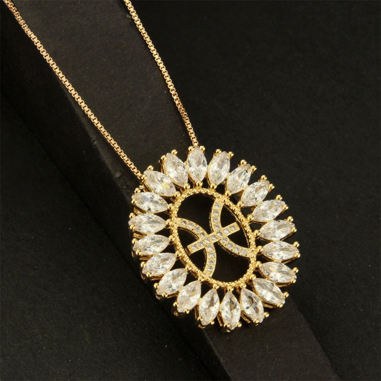 12pcs/lot 25.5*30.5mm CZ Paved Zodiac Necklace-Gold Necklaces Charms Beads Beyond