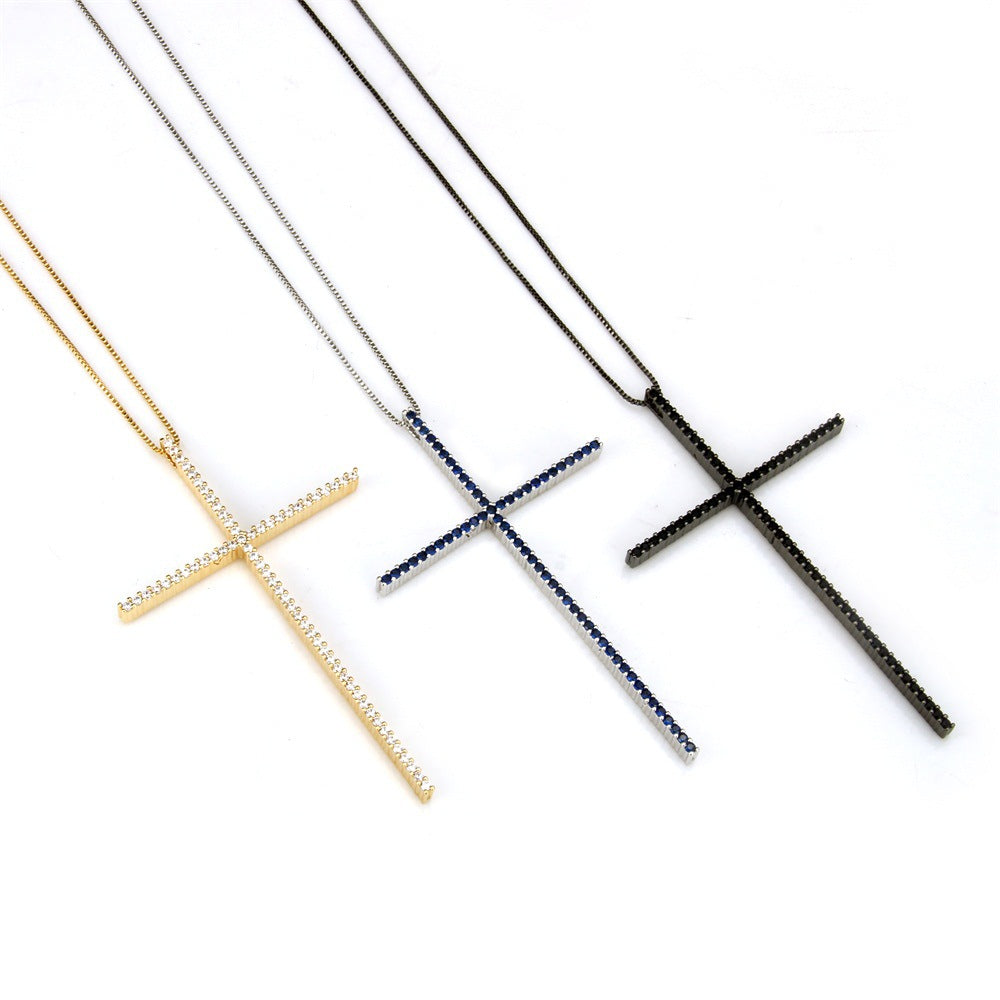 5pcs/lot CZ Paved Big Cross Necklace Mix Colors-Random Necklaces Charms Beads Beyond