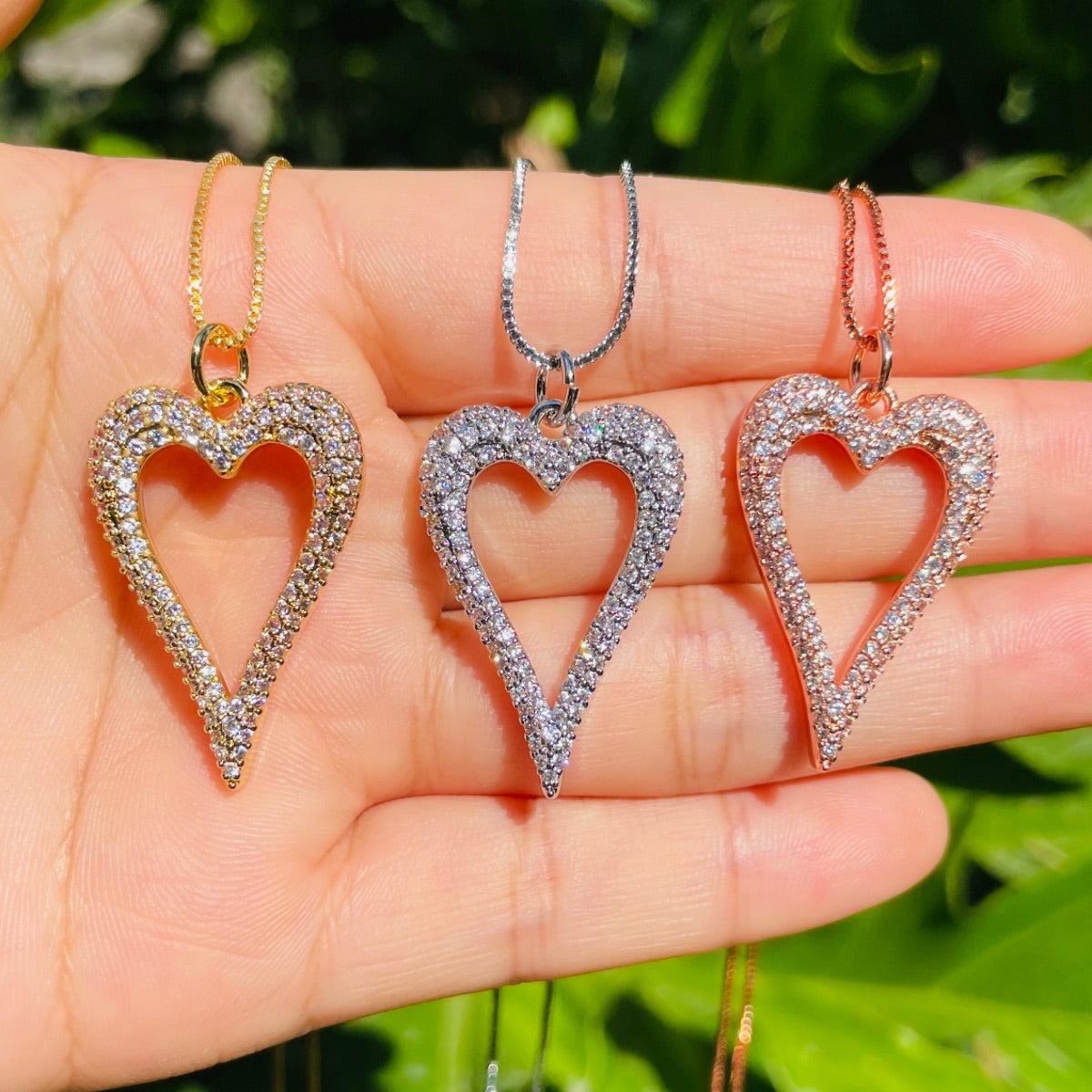 5pcs/lot 30*19.8mm CZ Pave Heart Necklaces Necklaces Love & Heart Necklaces Charms Beads Beyond