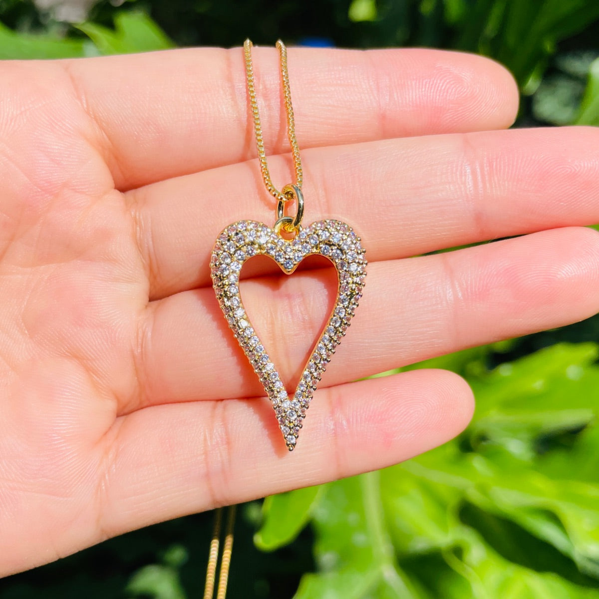 5pcs/lot 30*19.8mm CZ Pave Heart Necklaces Necklaces Love & Heart Necklaces Charms Beads Beyond