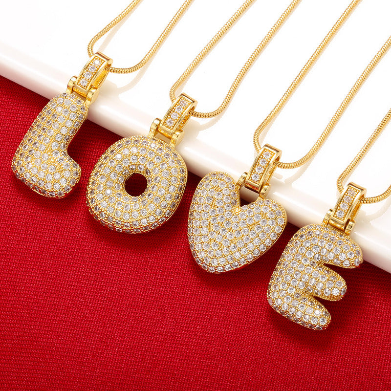 12-26 pcs/lot CZ Paved Gold Silver Initial Alphabet Necklace Necklaces Charms Beads Beyond