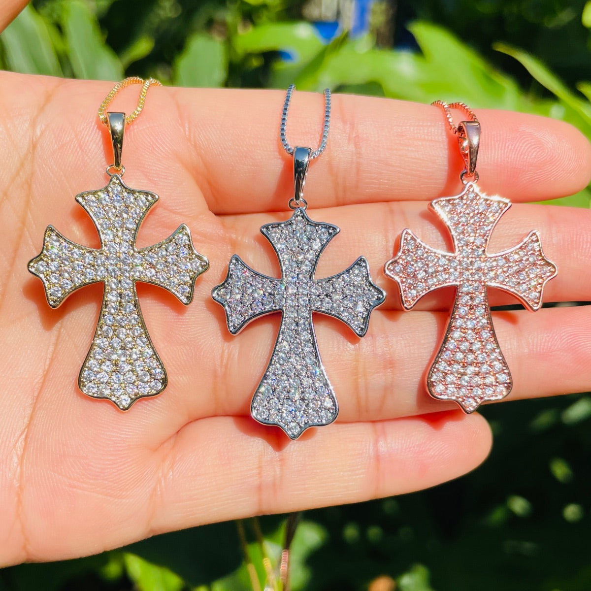 5pcs/lot 35*25mm CZ Pave Cross Necklaces Necklaces Charms Beads Beyond
