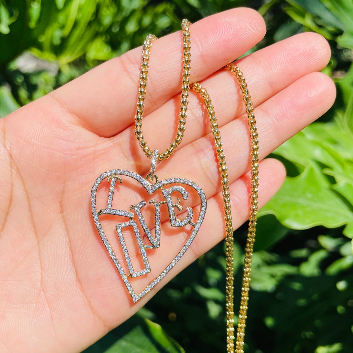 5pcs/lot 44*33mm CZ Pave Big Size Love Heart Pendant Necklace Necklaces Love & Heart Necklaces Charms Beads Beyond