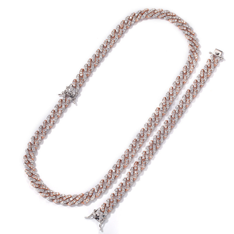 2pcs/lot 6-20 inch Clear CZ Paved Cuban Bracelet/Anklet/Necklace Cuban Chains Charms Beads Beyond
