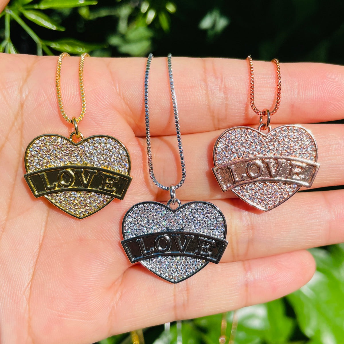 5pcs/lot 24.8*20mm CZ Pave Love Heart Necklaces Necklaces Love & Heart Necklaces Charms Beads Beyond