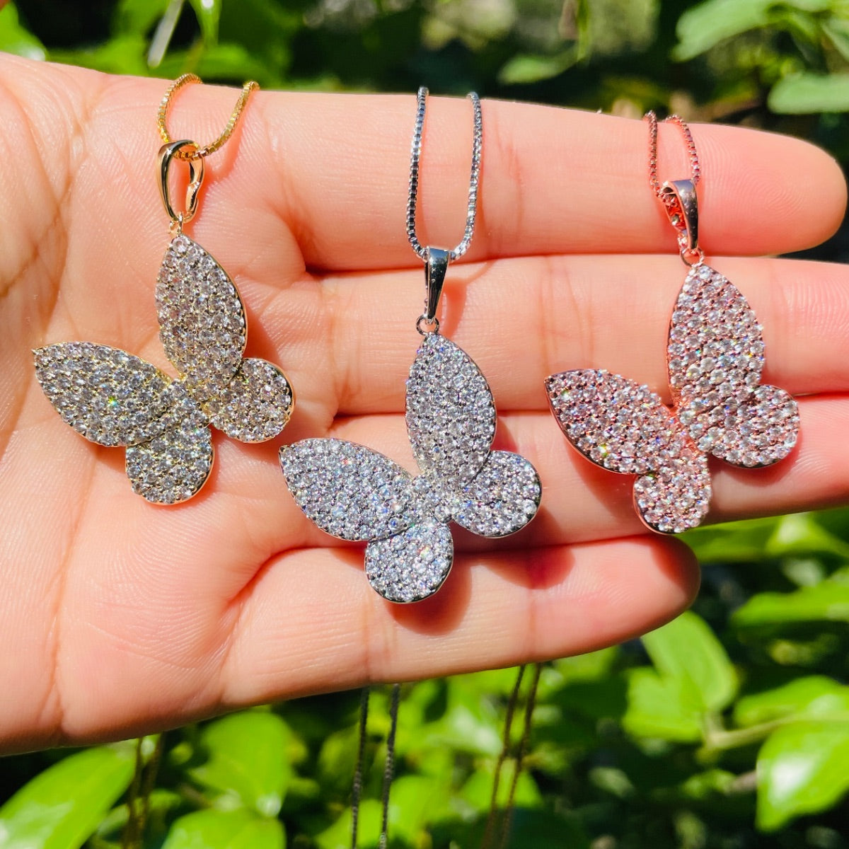 5pcs/lot 24*23.5mm CZ Pave Butterfly Necklaces Necklaces Charms Beads Beyond