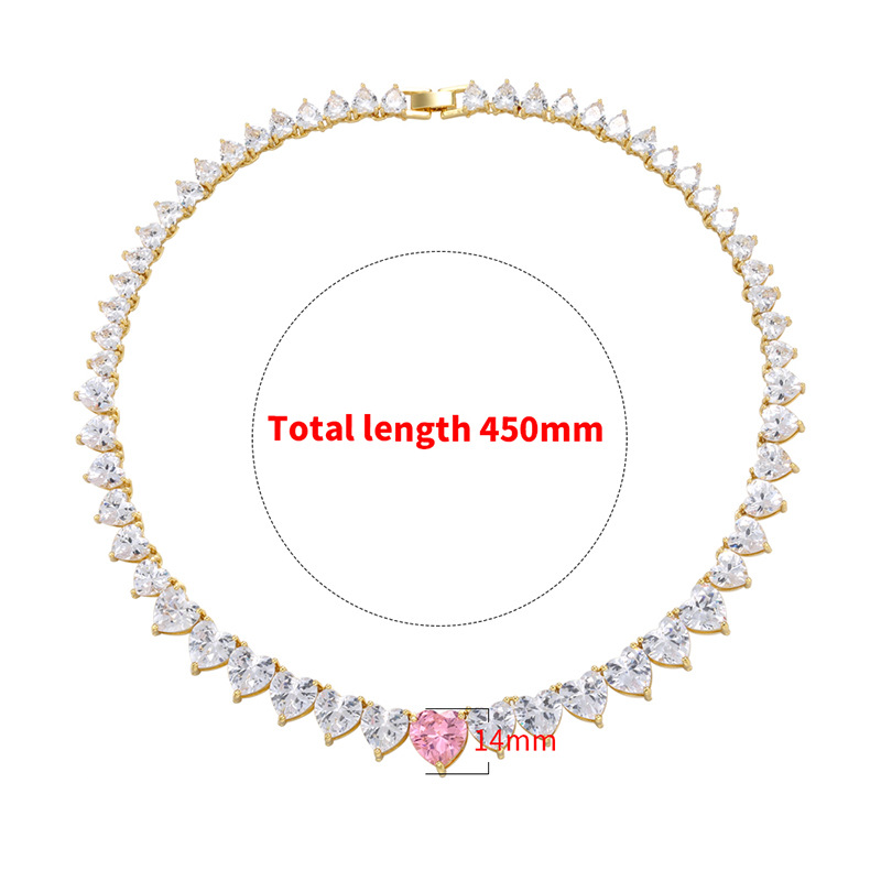 2pcs/lot 18inch Gold Plated Big Heart CZ Paved Necklace for Women Necklaces Love & Heart Necklaces Charms Beads Beyond