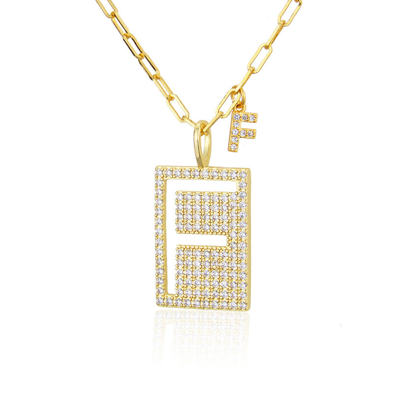 12pcs/lot CZ Paved Hollow Initial Alphabet Necklace-Gold Necklaces Charms Beads Beyond
