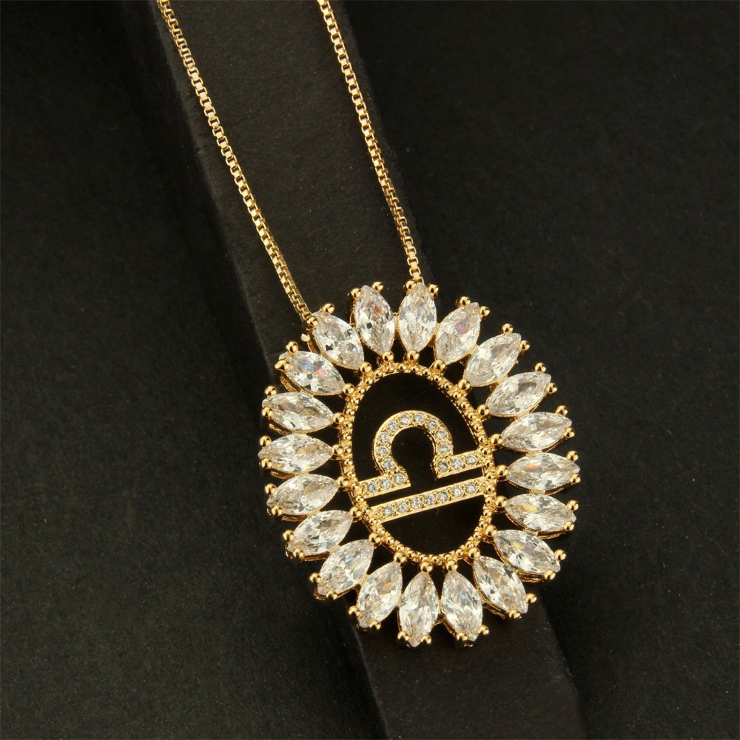 12pcs/lot 25.5*30.5mm CZ Paved Zodiac Necklace-Gold Necklaces Charms Beads Beyond