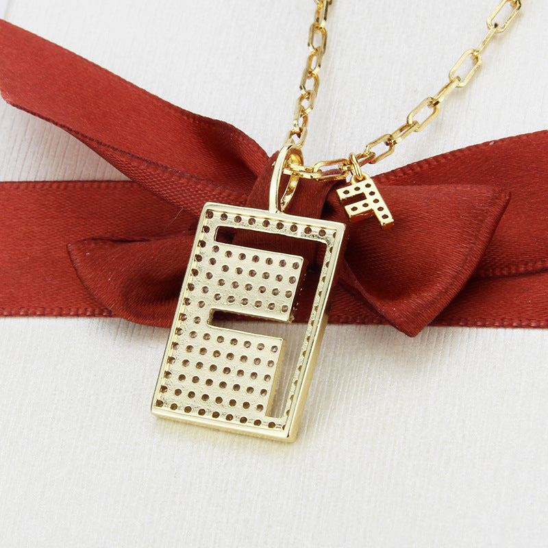 12pcs/lot CZ Paved Hollow Initial Alphabet Necklace-Gold Necklaces Charms Beads Beyond
