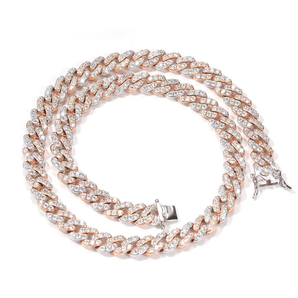 2pcs/lot 6-20 inch Clear CZ Paved Cuban Bracelet/Anklet/Necklace Cuban Chains Charms Beads Beyond