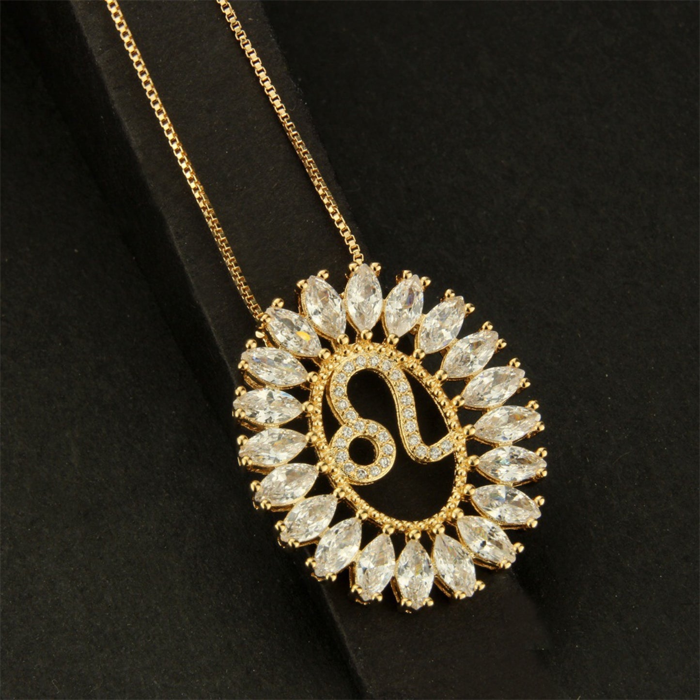12pcs/lot 25.5*30.5mm CZ Paved Zodiac Necklace-Gold Necklaces Charms Beads Beyond