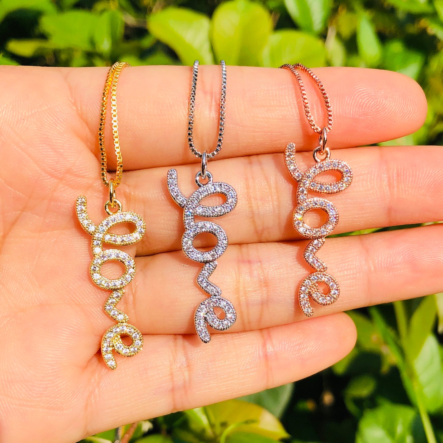 5pcs/lot 31*12mm CZ Paved LOVE Necklaces Necklaces Love & Heart Necklaces Charms Beads Beyond