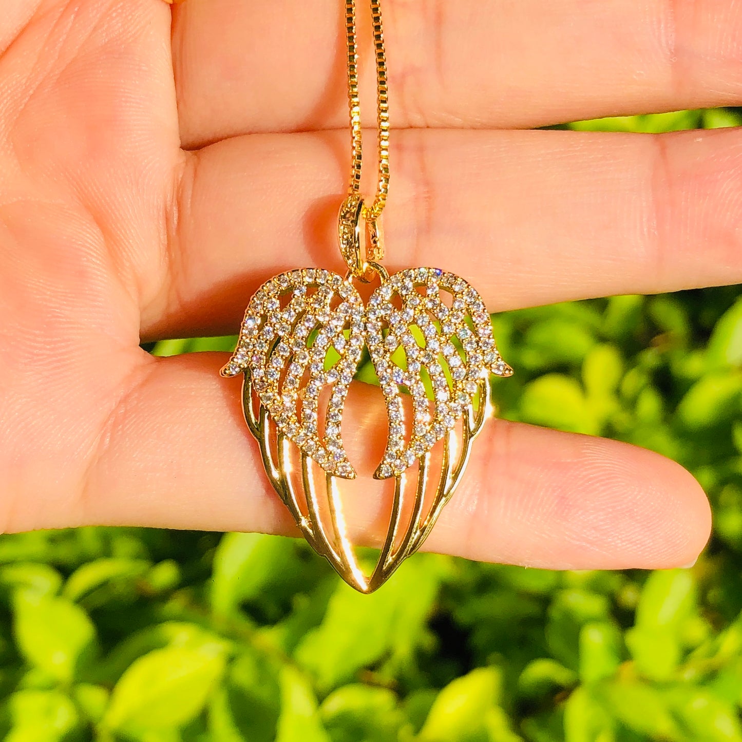 5pcs/lot 28*24mm CZ Paved Angel Wing Necklaces Necklaces Charms Beads Beyond