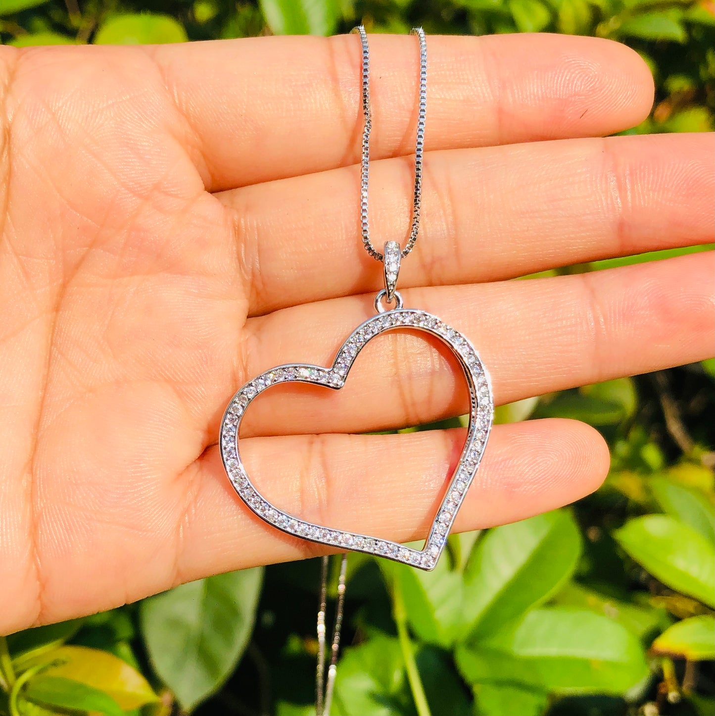 5pcs/lot 32*30mm CZ Paved Heart Necklaces Necklaces Love & Heart Necklaces Charms Beads Beyond