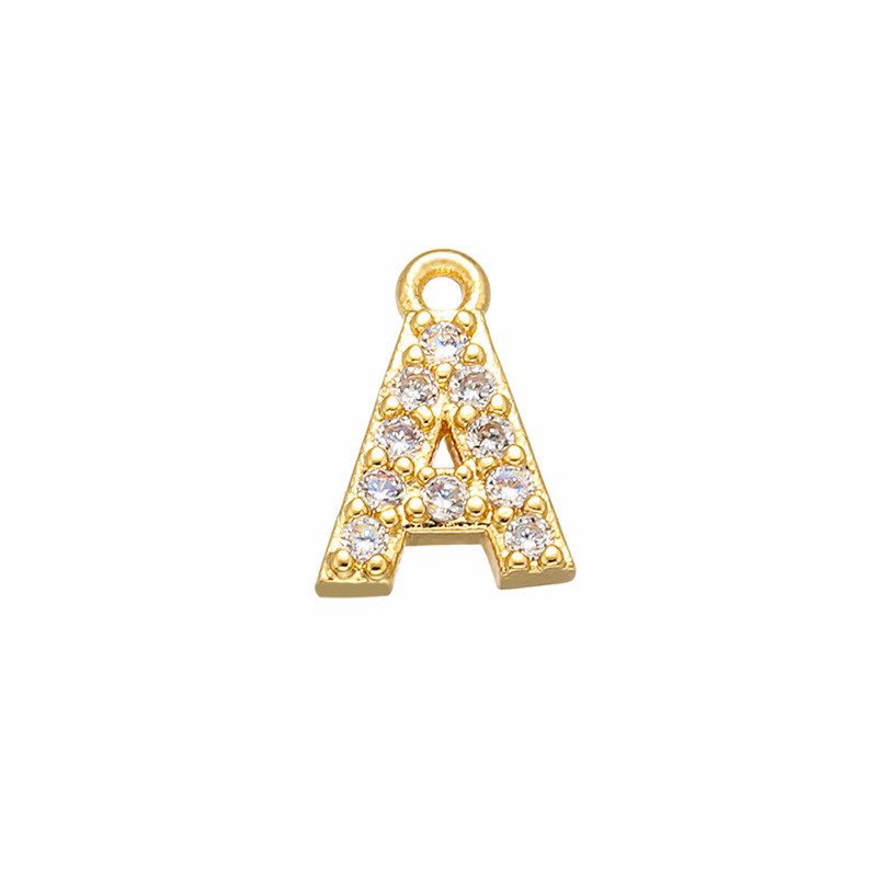 26pcs/lot 8*8.5mm CZ Paved Initial Letter Alphabet Charms CZ Paved Charms Initials & Numbers Small Sizes Charms Beads Beyond