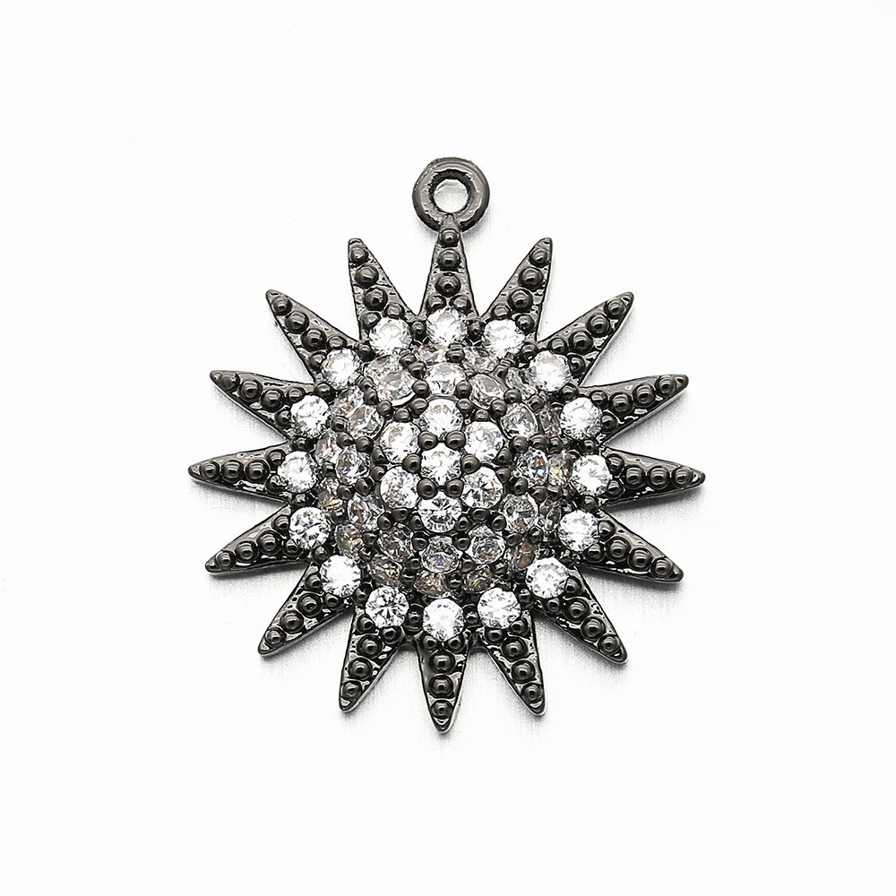 10pcs/lot 18*20mm CZ Paved Sunflower Charms CZ Paved Charms Flowers Charms Beads Beyond