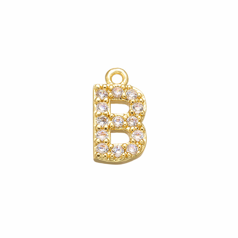 26pcs/lot 8*8.5mm CZ Paved Initial Letter Alphabet Charms CZ Paved Charms Initials & Numbers Small Sizes Charms Beads Beyond