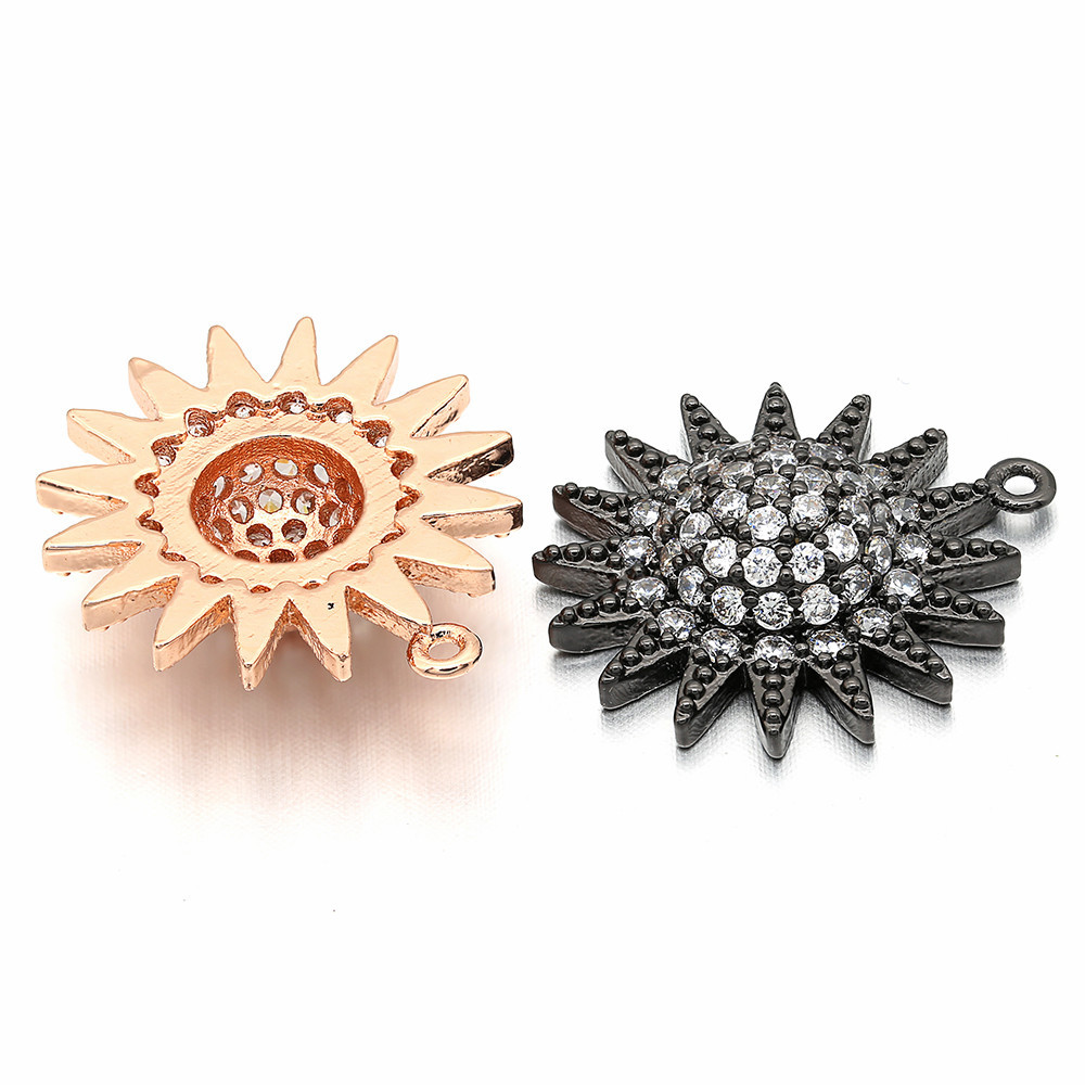 10pcs/lot 18*20mm CZ Paved Sunflower Charms CZ Paved Charms Flowers Charms Beads Beyond
