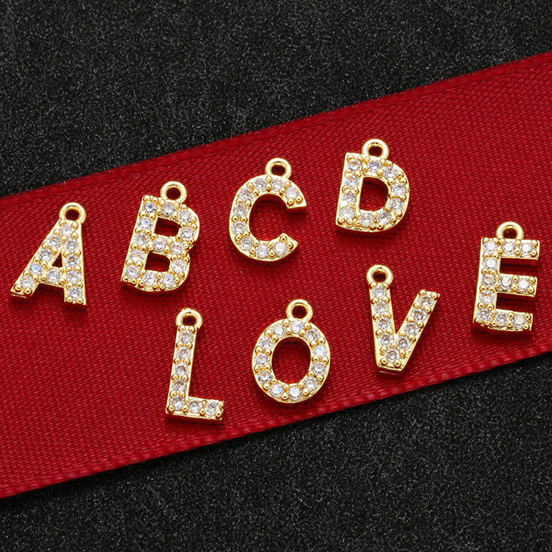 26pcs/lot 8*8.5mm CZ Paved Initial Letter Alphabet Charms CZ Paved Charms Initials & Numbers Small Sizes Charms Beads Beyond