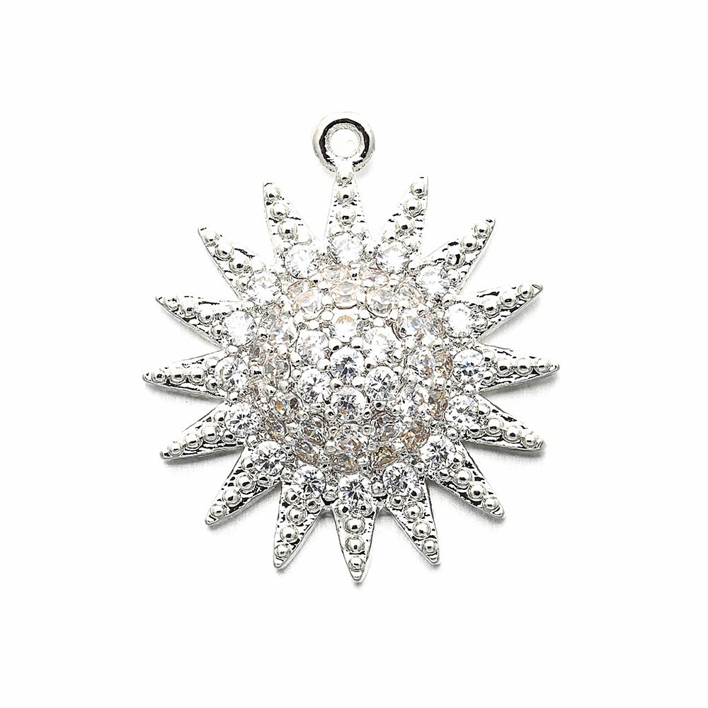 10pcs/lot 18*20mm CZ Paved Sunflower Charms CZ Paved Charms Flowers Charms Beads Beyond
