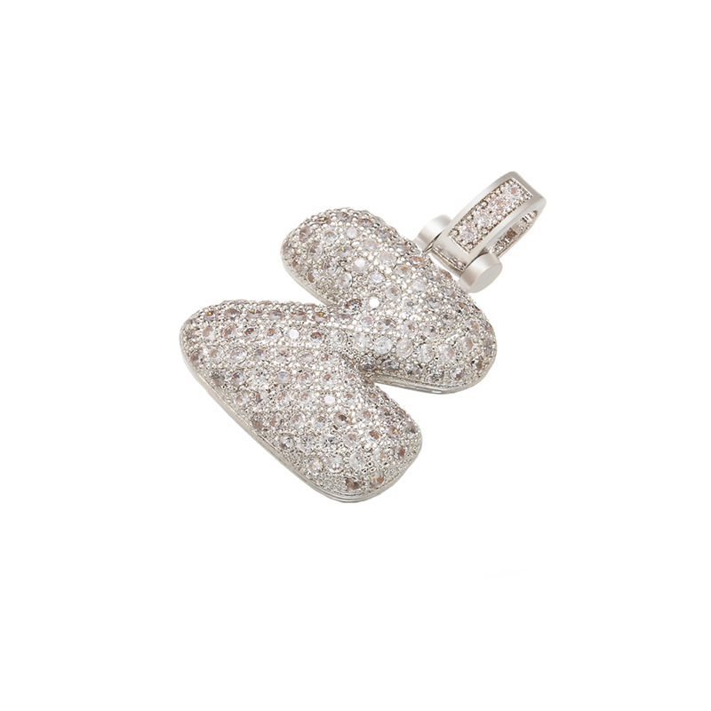 10-26pcs/lot 20*29mm CZ Paved Initial Letter Alphabet Charms-Silver Set CZ Paved Charms Initials & Numbers Charms Beads Beyond