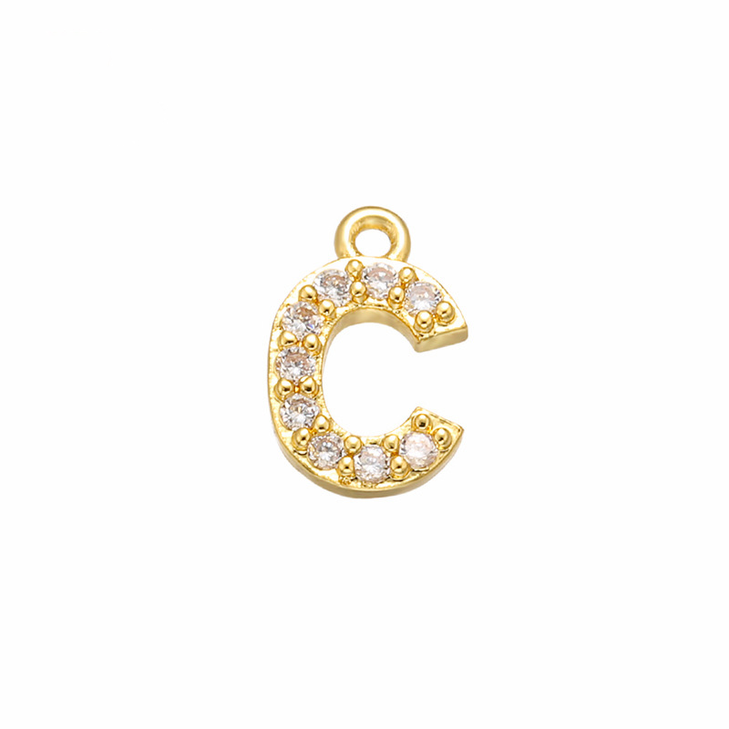 26pcs/lot 8*8.5mm CZ Paved Initial Letter Alphabet Charms CZ Paved Charms Initials & Numbers Small Sizes Charms Beads Beyond