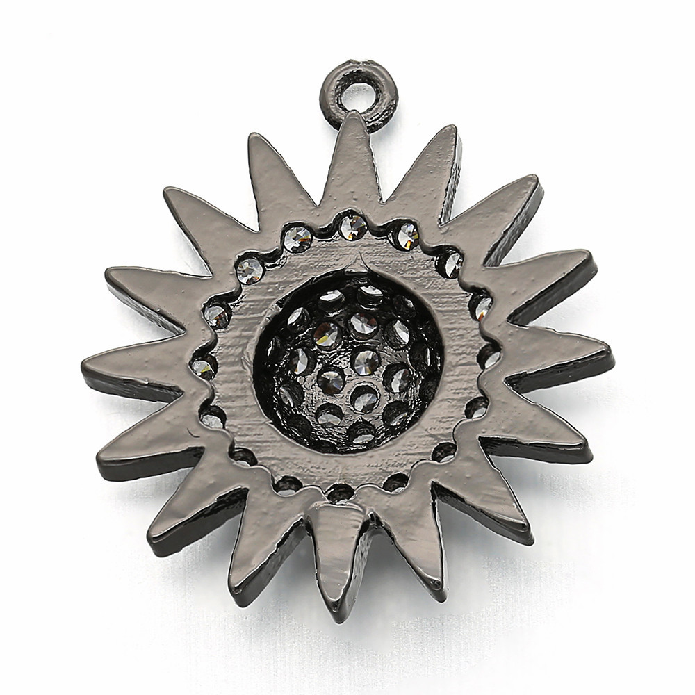 10pcs/lot 18*20mm CZ Paved Sunflower Charms CZ Paved Charms Flowers Charms Beads Beyond
