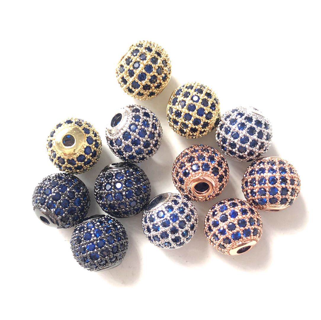 10pcs/lot 10mm Blue CZ Paved Ball Spacers Mix Colors CZ Paved Spacers 10mm Beads Ball Beads Colorful Zirconia Charms Beads Beyond