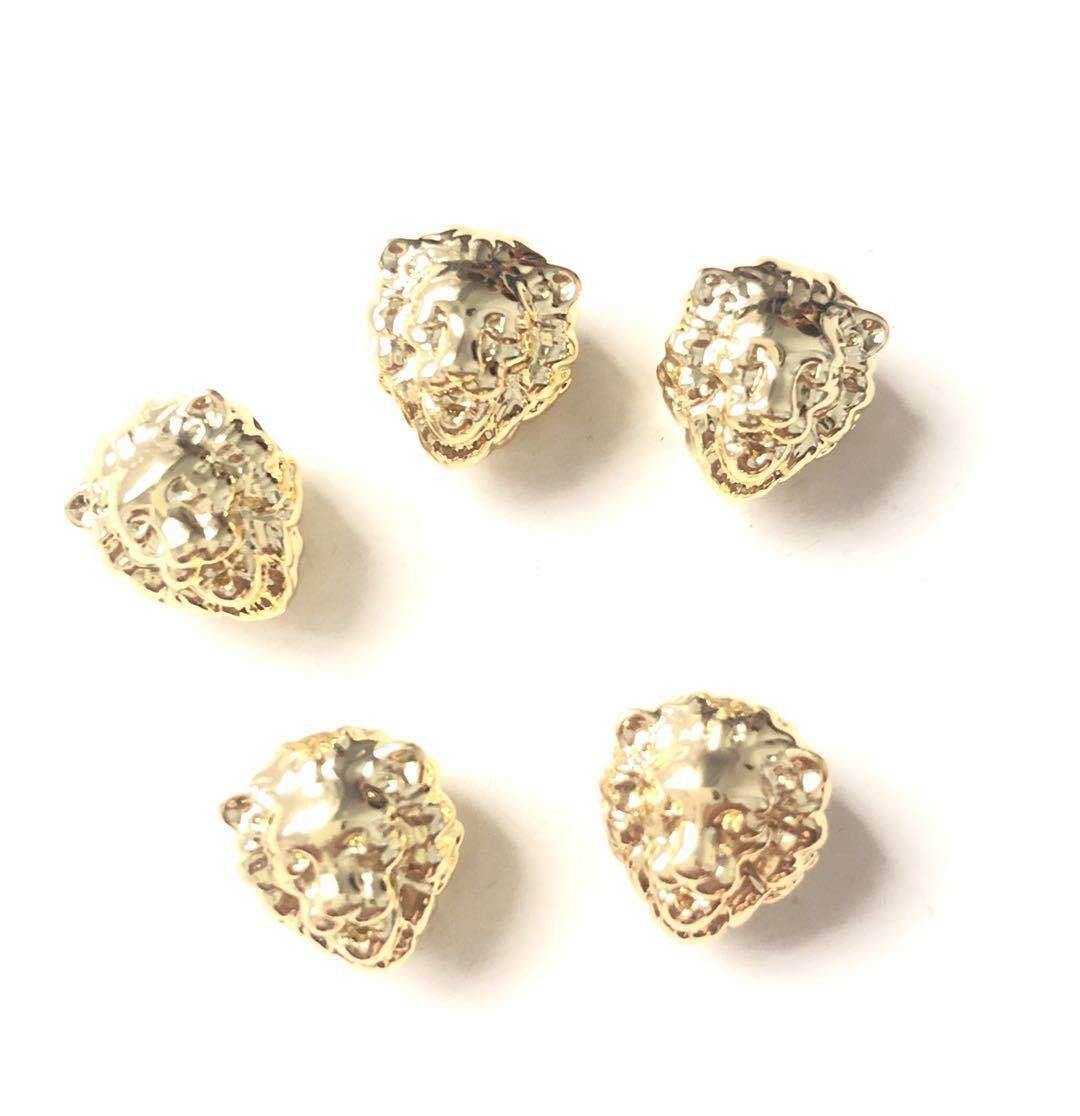 10-20pcs/lot Gold Plated Copper Lion Spacers Gold CZ Paved Spacers Animal Spacers Charms Beads Beyond