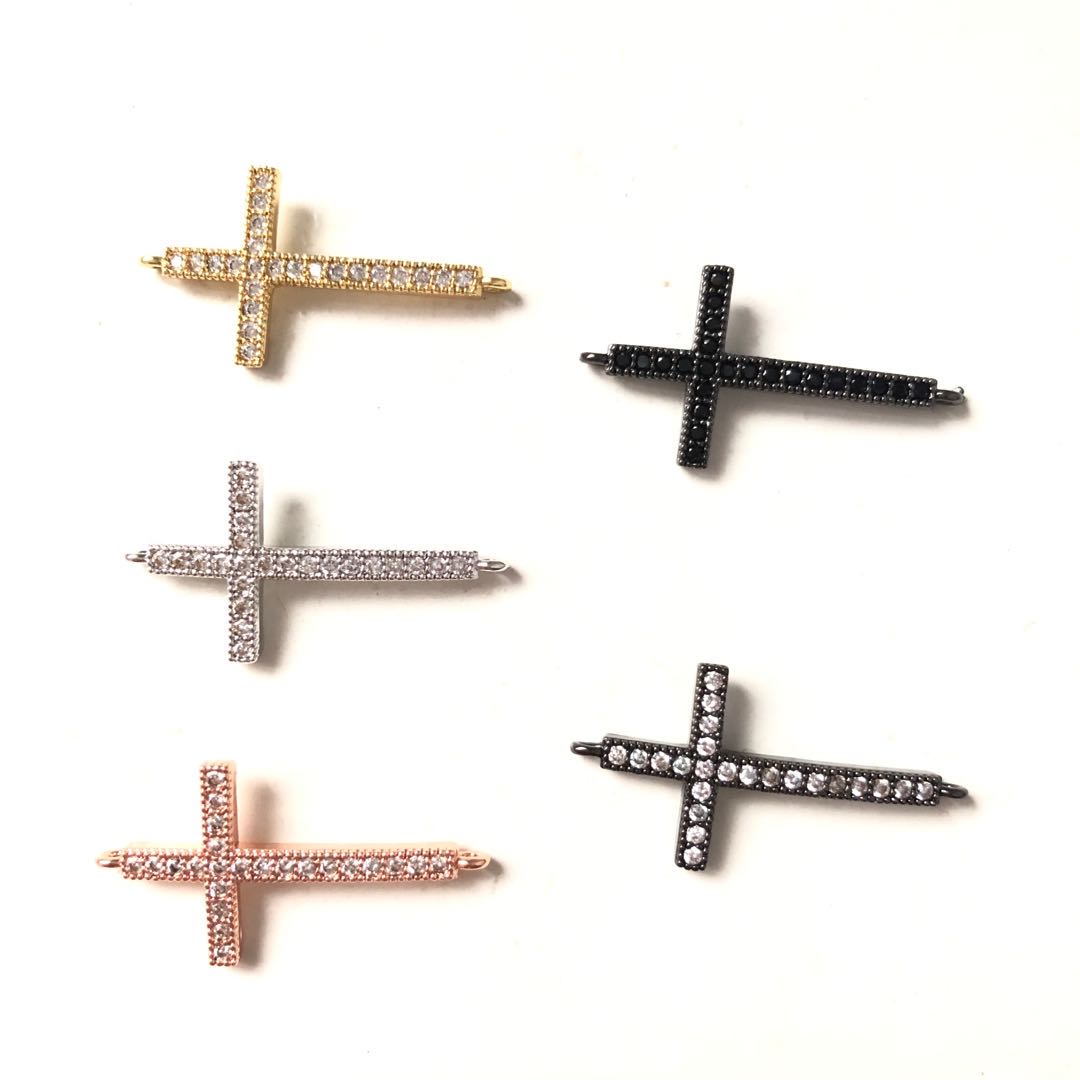 10pcs/lot 30.7*16mm CZ Paved Cross Connectors CZ Paved Connectors Cross Charms Beads Beyond