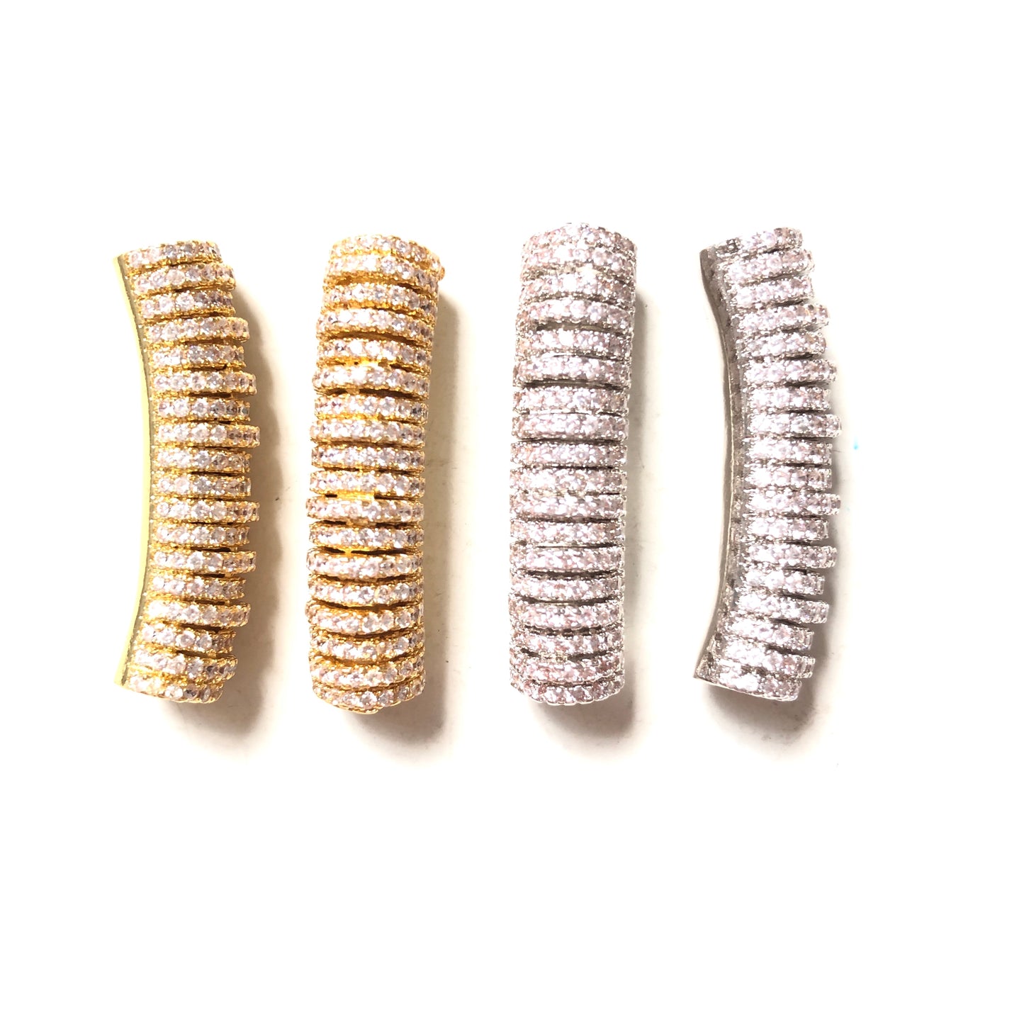 10pcs/lot 33*8mm CZ Paved Hollow Long Tube Bar Spacers Mix Color CZ Paved Spacers Tube Bar Centerpieces Charms Beads Beyond