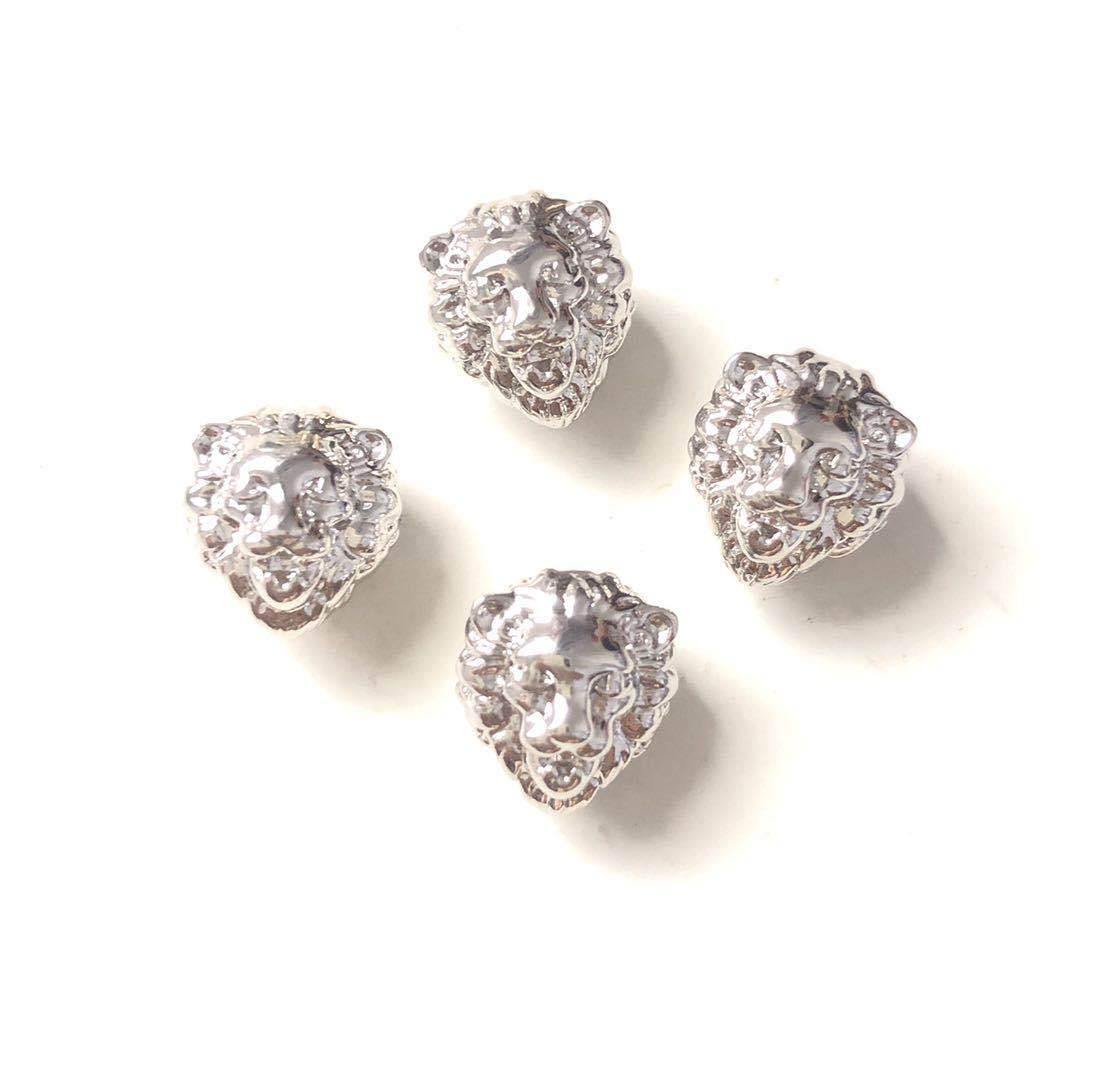 10-20pcs/lot Gold Plated Copper Lion Spacers Silver CZ Paved Spacers Animal Spacers Charms Beads Beyond