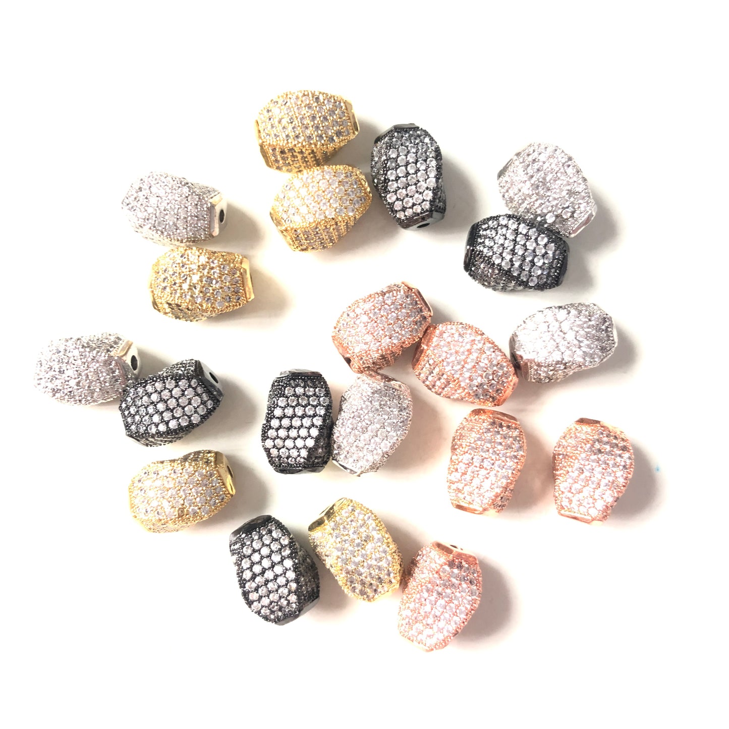 10pcs/lot 12*14mm CZ Paved Spiral Tube Rondelle Spacers CZ Paved Spacers Rondelle Beads Charms Beads Beyond