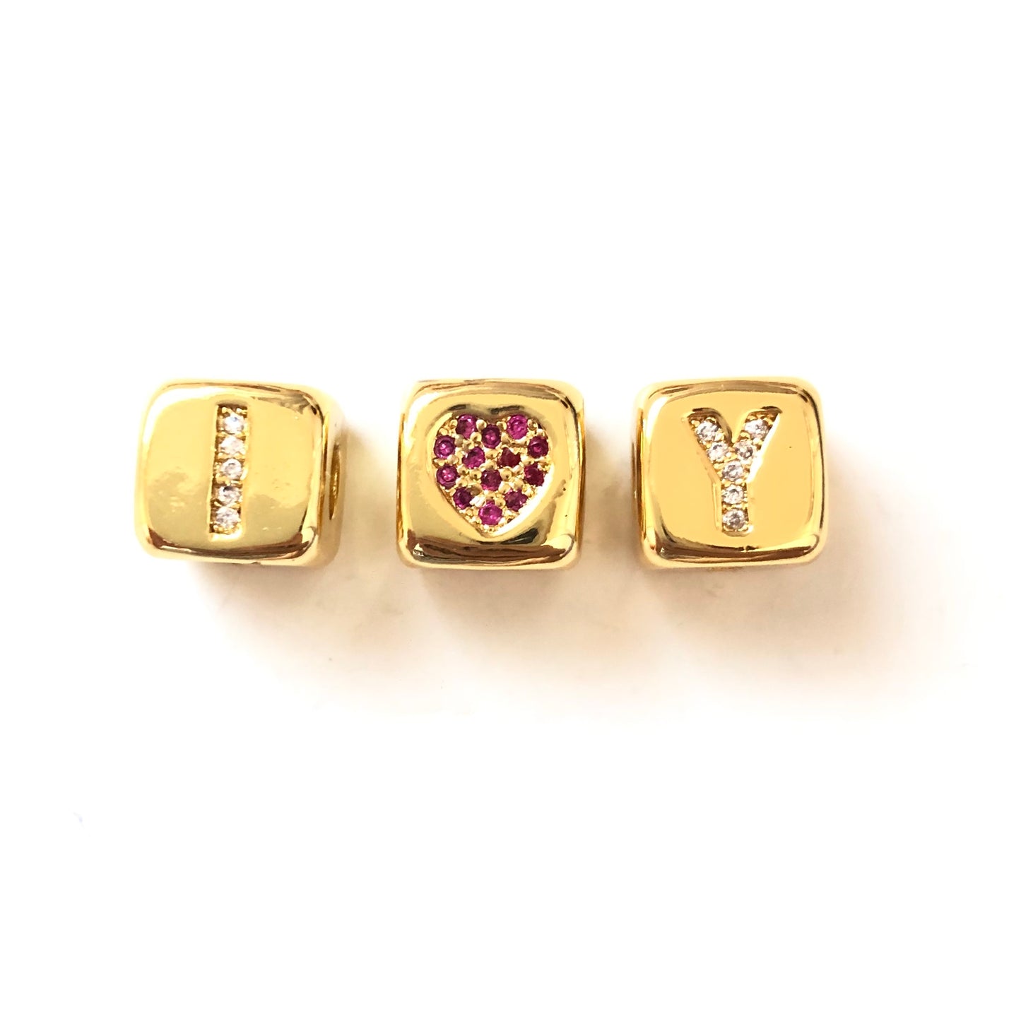 8.8*8.6mm CZ Paved Heart Cubic Spacers CZ Paved Spacers Cubic Beads Charms Beads Beyond