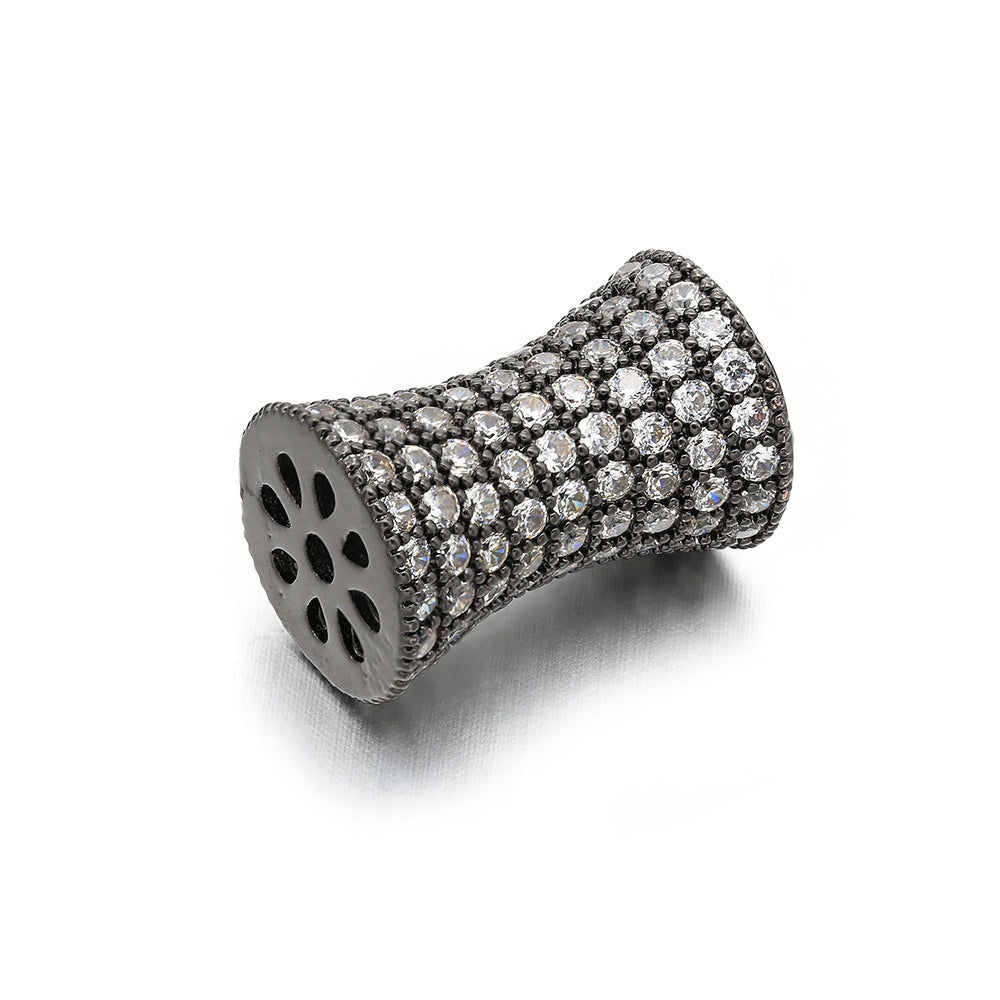 20pcs/lot 17*12mm CZ Paved Hourglass Spacers Black CZ Paved Spacers Hourglass Beads Charms Beads Beyond