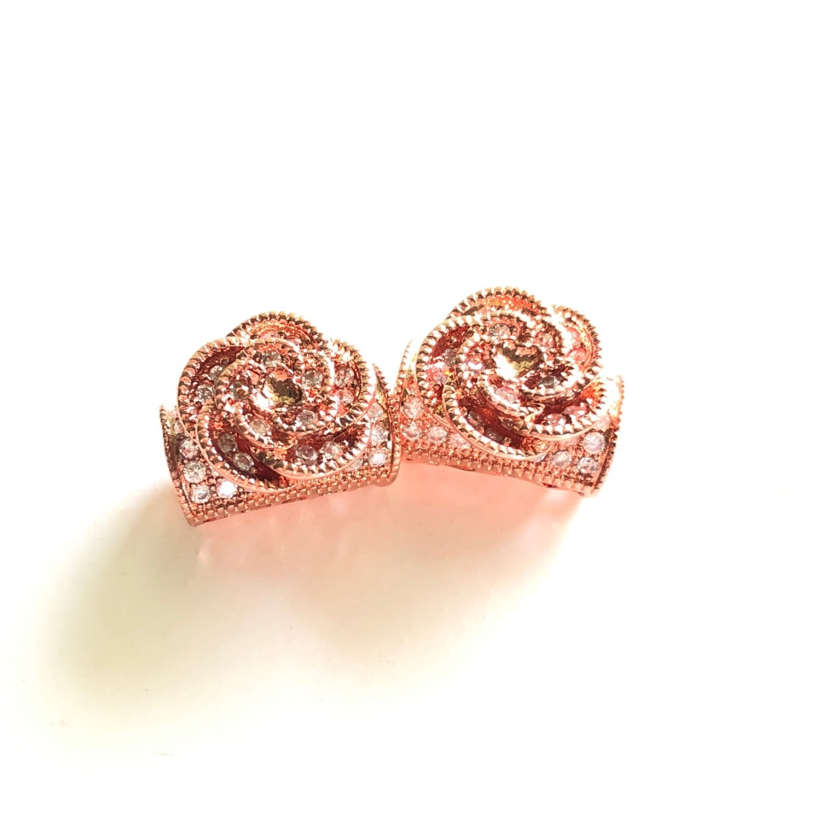 10pcs/lot 14*11mm CZ Paved Flower Tube Spacers CZ Paved Spacers Flower Spacers Tube Bar Centerpieces Charms Beads Beyond